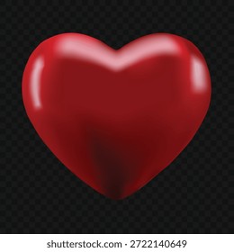 3D rendered glossy red heart symbol isolated on a dark textured background. Perfect for representing love, romance, Valentine’s Day, emotions, passion, relationships, healthcare, and heartfelt concepts in modern digital designs.