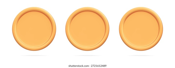 Conjunto de monedas de oro renderizadas en 3D aisladas sobre fondo blanco, ideal para presentaciones de negocios, ilustraciones bancarias y proyectos de diseño de monedas digitales con temática de moneda.