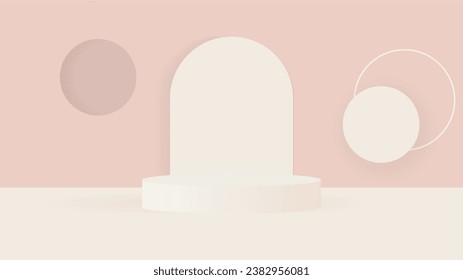 3D rendered illustration. minimal scene,podiumfor cosmetic product presentation.Abstract minimalistic scene with geometric forms.podium on purple background with shadows.Cylinder abstract minimal