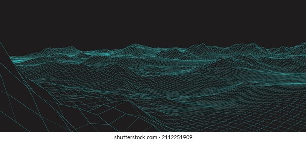 3D rendered illustration of terrain wireframe mesh. File compatiple with EPS10 format