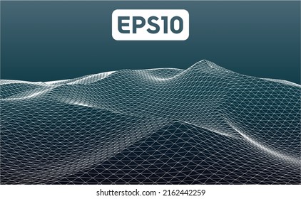 3D rendered illustration of terrain wireframe mesh. File compatiple with EPS10 format