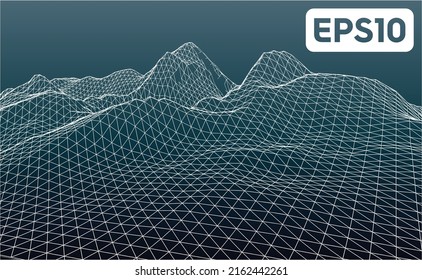 3D rendered illustration of terrain wireframe mesh. File compatiple with EPS10 format