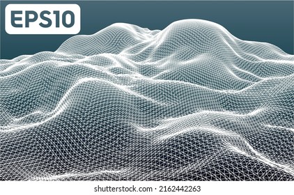 3D rendered illustration of terrain wireframe mesh. File compatiple with EPS10 format