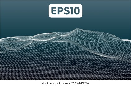 3D rendered illustration of terrain wireframe mesh. File compatiple with EPS10 format