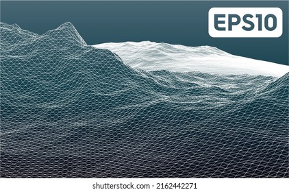 3D rendered illustration of terrain wireframe mesh. File compatiple with EPS10 format