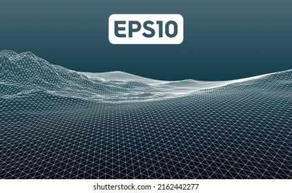 3D rendered illustration of terrain wireframe mesh. File compatiple with EPS10 format