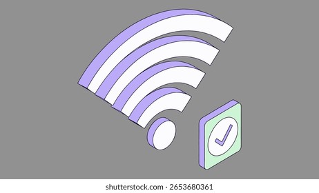 imagem renderizada 3d de um símbolo wifi roxo claro