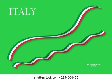 
3d Rendered Italian Flag Ribbon Set with shadows, isolated on white background. Curled and rendered in perspective. Graphic Resource. Editable Vector Illustration. EPS 10.