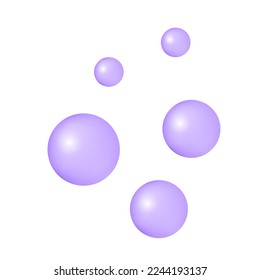 3d rendered lilac soap bubbles to show products. Elements on white background. Vector