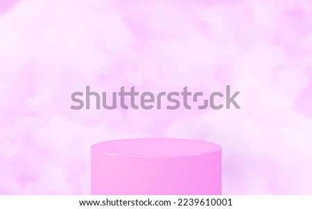 3D rendered minimalism product display podium with sky cloud on vector 3d background