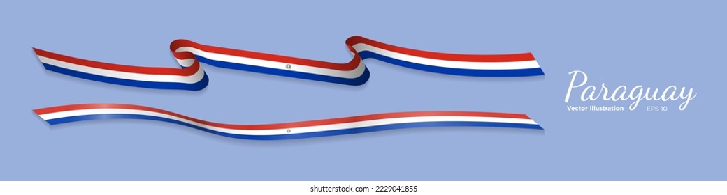 3D rendered Paraguayan Flag Ribbon Streamers. Vector Illustration. EPS 10.