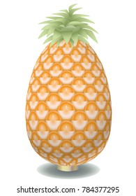 3D rendered pineapple, with mapped on characteristic peel texture