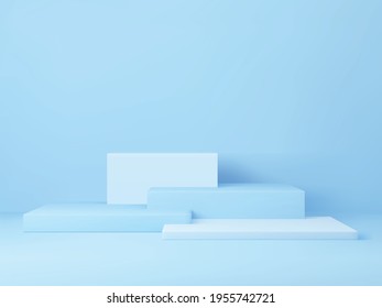 3D rendered podium for your product showcase. Blue platforms composition. Vector 3d illustration.