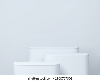 3D rendered podiums for your product showcase. Blank Vector 3d illustration. 