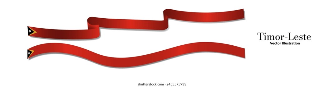 3D Rendered Timor-Leste Flag Ribbons isolated on a white background. Timor Leste flag streamers waving in the wind. Vector Illustration.