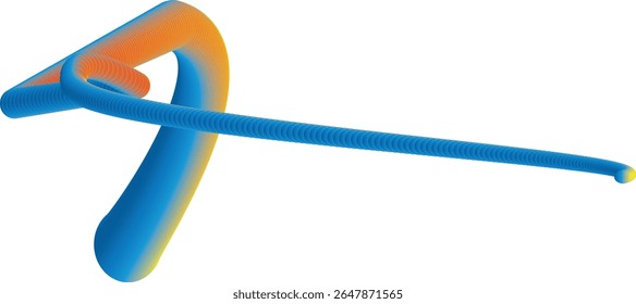 A 3D rendered tube with a gradient from blue to orange, featuring a repeating circular pattern along its length, creating a dynamic visual effect.