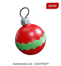 3D rendered and vectorised cute christmas and new year decoration ball