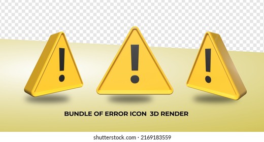 3D rendererror icon 3d transparent yellow color