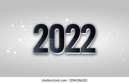 3D Rendering 2022 Number On Gray Bokeh Background For Happy New Year Celebration.