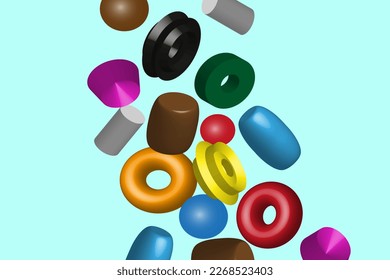 3d rendering, abstract background with colorful primitive geometric shapes, creative wallpaper