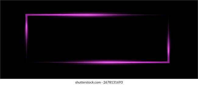 Renderização 3D de um quadro de néon brilhante abstrato. Linha de neon luminoso de um caminho retangular. Apresentação a Laser em Segundo Plano da Web