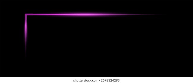 Representación 3D de un marco de neón brillante abstracto. Línea luminosa de neón de un camino rectangular. Espectáculo láser de fondo de Web