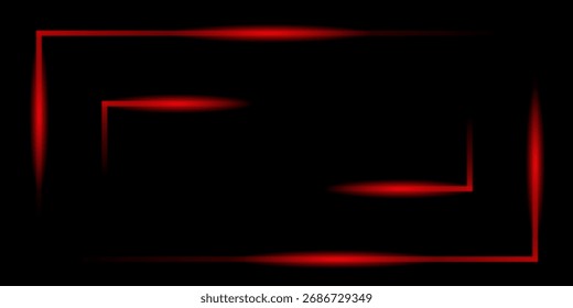Representación 3D de un marco de neón brillante abstracto. Línea luminosa de neón de un camino rectangular. Espectáculo láser de fondo de Web