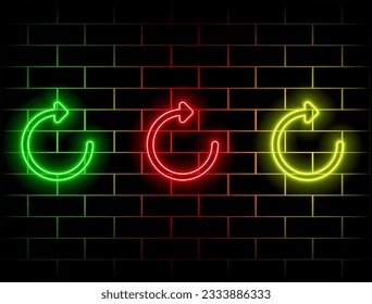 3d renderización, fondo abstracto minimalista colorido. Se acercan dos flechas de neón opuestas, gráficos lineales. Concepto de oposición. verde, rojo, amarillo, rosa, azul, naranja.