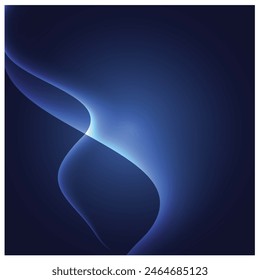 3d rendering, abstract modern minimal wallpaper with wavy lines glowing over the blue background