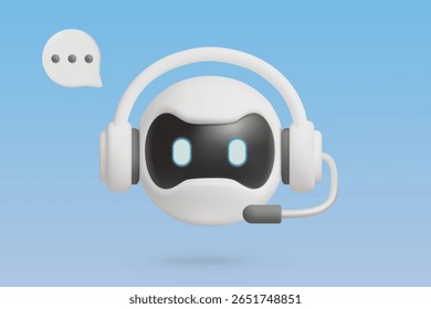 3D rendering of a Ai assistant on a blue background.
