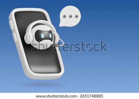3D rendering of a Ai phone on a blue background.