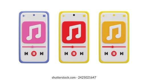 3d rendering audio music player concept audio media playback controls icon illustration set