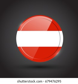 3d rendering of Austria button with flag on black background.