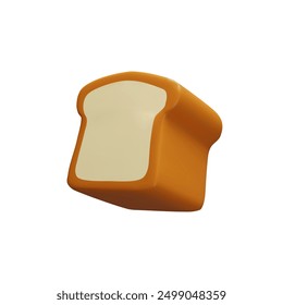 3d rendering baked bread. Danish or French pastry. Vector cartoon illustration for supermarket, shop or ad. Wheat grain product. Nutrition fresh loaf. Crop flour, gluten ingredient with crust.