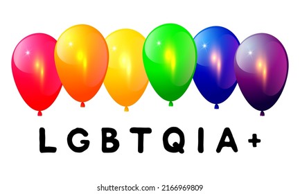 3d rendering baloons in gay flag colors. LGBTQ Lesbian, Gay, Bisexual, Transgender and Queer