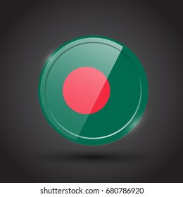 3d rendering of Banglades button with flag on black background.