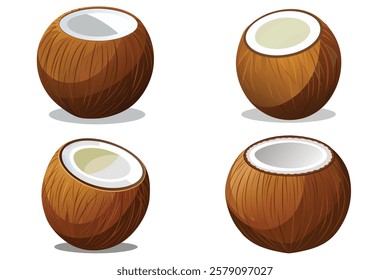 3d rendering of beautiful and realistic coconut with white background