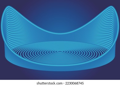 3D rendering of blue creative modern arc display exhibition space vector background