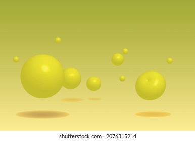 3d rendering of boucing yellow balls 