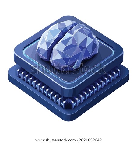 3d rendering of a brain on a microchip with a detailed and realistic design.