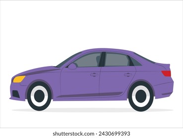 3d rendering of a brandless generic blue car. Side view of cherry red business sedan parked on a sea coast. Car vector template on white background. Business sedan isolated. Vector illustration.
 27