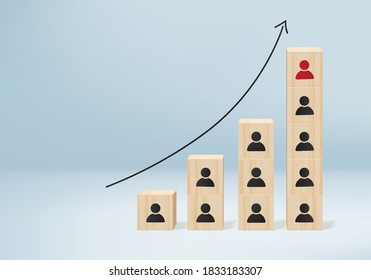 3d rendering business concept minimal as group of wood cube in one direction and with one individual pointing in different ways for innovative solution on 3D render vector. leadership for new ideas.