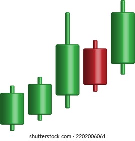 3d representación de Candlestick, mercados financieros y bursátiles, Minimalismo concepto de criptodivisa de negociación, inversión, intercambio, isométrico, financiero, índice, Bullish, forex.eps
