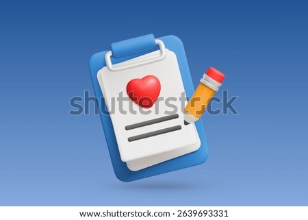 3D rendering of a Clipboard on a blue background.