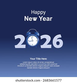 3d rendering clock dial represents coming new year 2026. Festive 2026 New Year greeting card. vector illustration. celebration greeting card Banner, Poster, post design.