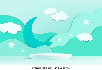 3d rendering concept of pastel display, Pedestal modern white podium blank space for product display. 