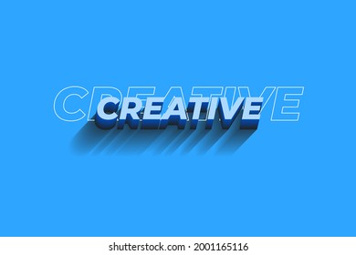 3D rendering of Creative text. Light blue on a blue background