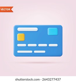 3d rendering credit card icon. Concept of Banking Operation. Financial transactions, payments, online banking, money transfers. minimal cartoon style Credit Card icon