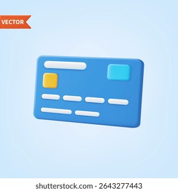 3d rendering credit card icon. Concept of Banking Operation. Financial transactions, payments, online banking, money transfers. minimal cartoon style Credit Card icon