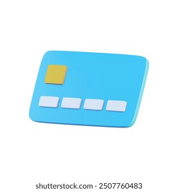 Representación 3D de una tarjeta de crédito aislada sobre un fondo blanco. Ilustración vectorial de alta calidad ideal para aplicaciones financieras, bancarias y de comercio electrónico